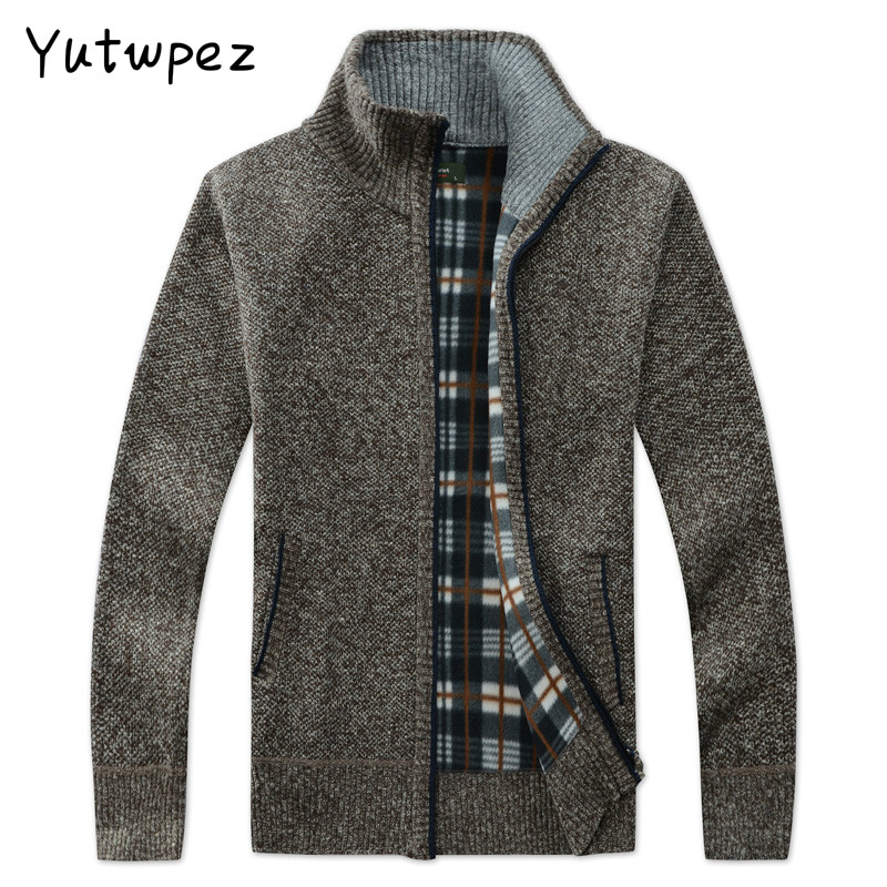 

Yutwpez Men's Casual Sweater Coats Winter Fashion Brand Mens Cardigan High Collar Pockets Knit Outwear Coat Sweater Male, Black