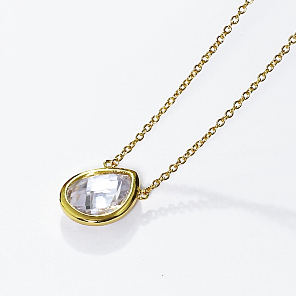 

Elegant Teardrop Crystal Choker Pendant for OL Lady small Gold color Necklace Jewelry Suspension Pendants for Young girls