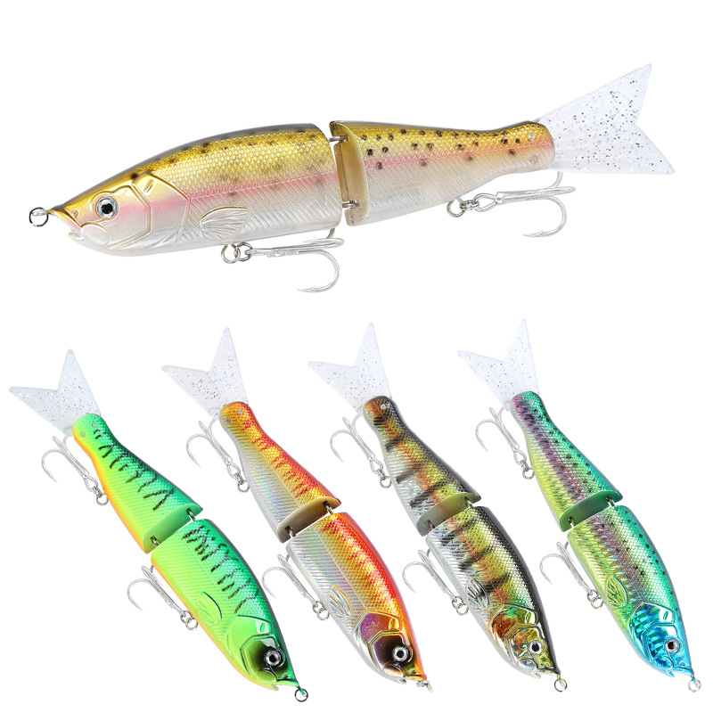 

New Realistic Lipless Vivid Swimming Laser Swimbaits 16.5cm 55g Big Game Fishing two section Body Rubber fish tail Fishing Lure Hook