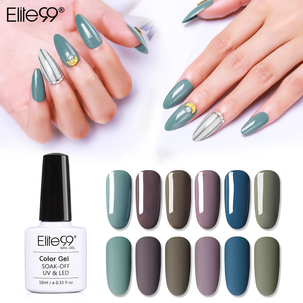 

Elite99 10ml Vanilla Gray Color Nail Art Gel Polish Semi Permanent UV Gel For Nail Soak Off Nails Lacquer Hybrid Polish, Mqd4702