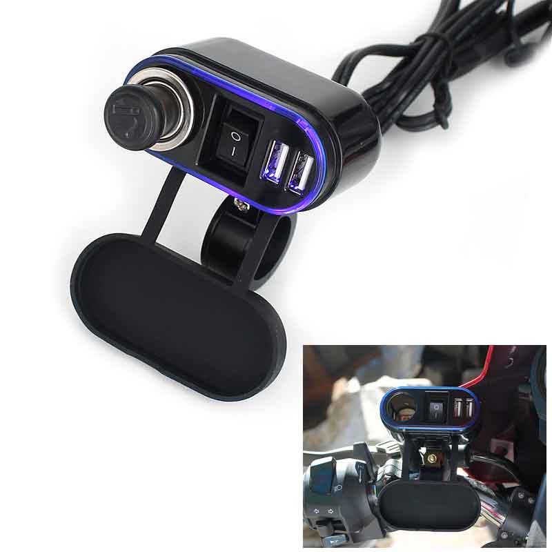 Motorcycle Waterproof Charger Power Socket 5V 3.1A Dual USB Outlet Switch Car Cigarette Lighter-image-461838608