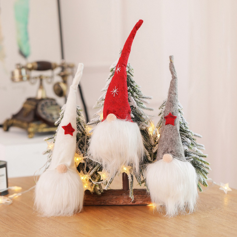 

Christmas Pendant Drop Ornamentold Doll Decoration Creative Face Doll with Lamp Santa Claus Desk Tree Decorations