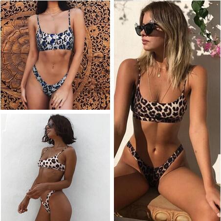 

Sexy Leopard Print Bikini Swimsuit Push Up Bathing Suit Set Beachwear Low Waist Swimwear For Women, Nzk039-05