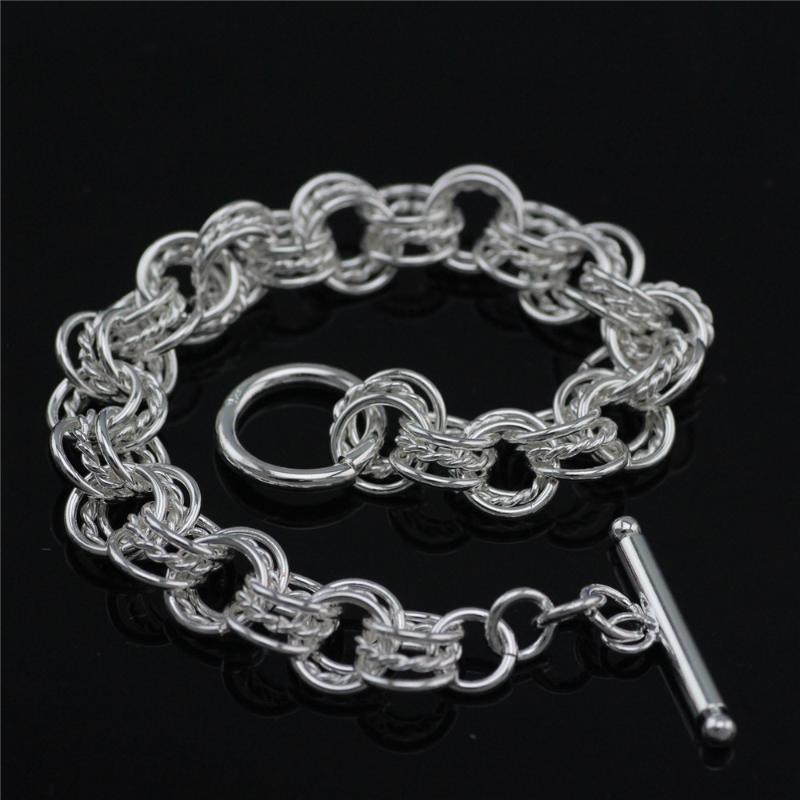 

Charm Bracelets Silver Bracelet Temperament Fashion Wild Men And Women Three Circle Hand Jewelry Chain