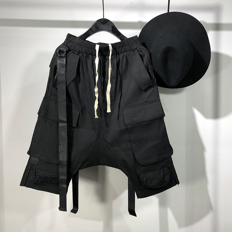 

Owen Seak Men Casual Short Harem Gothic High Street Hip Hop Men' Cross Sweatpants Summer Streetwear Pant Men Loose Black Short
