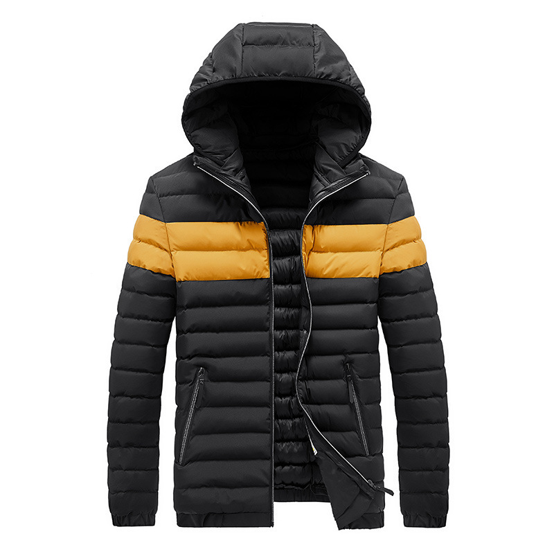

2020 Brand Men Parka Cotton Padded Winter Jacket Mens Warm Jackets Male Solid Color Stand Collar Zipper Thick Coats Parkas, Black