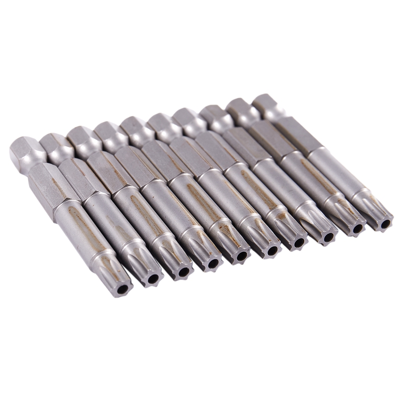 

5mm dia T27 Head Hex Shank Magnetic Security Torx Screwdriver Bits 10 Pcs