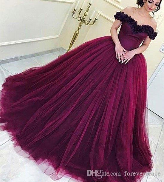 

2019 Wine Red Quinceanera Dress Princess Arabic Dubai Off Shoulder Sweet 16 Ages Long Girls Prom Party Pageant Gown Plus Size Custom Made, Water melon