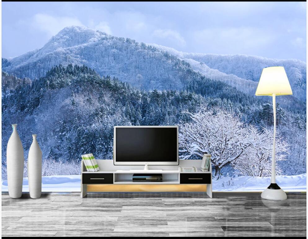 

3d wallpaper custom photo Hd mountain forest snow landscape TV background living room home decor 3d wall murals wallpaper for walls 3 d, Non-woven wallpaper