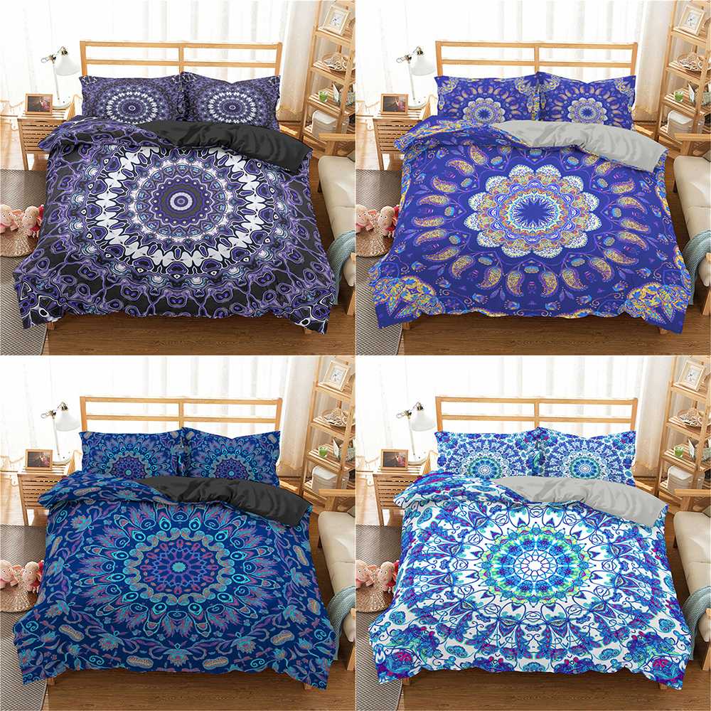 

Homesky Mandala Bedding Set Bohemia Printed Duvet Cover Set Soft Bedclothes King Queen Comforter Bedding Full Size Bed, Cd148-3
