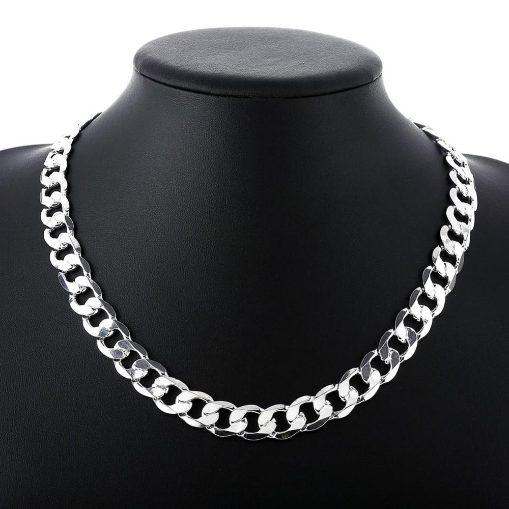 

KASANIER 8mm width Silver man necklaces fashion silver figaro jewerly 16-24 inches man chain curb necklaces