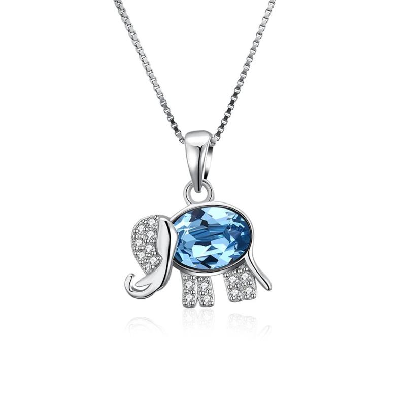 

Other LEKANI Blue Crystals From Necklace 925 Sterling Silver Diamond Pendant Shape Elephant