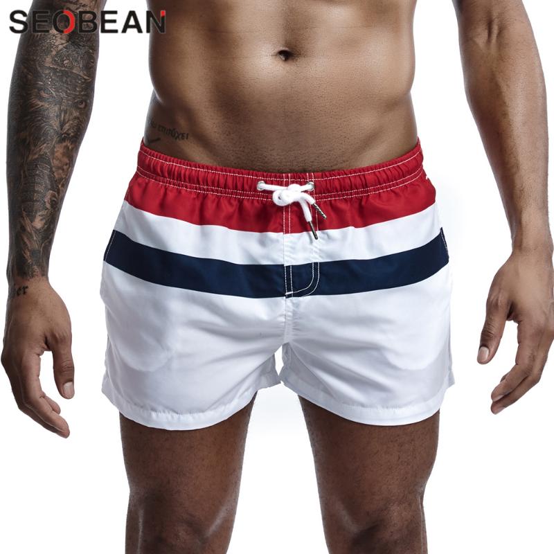 

SEOBEAN Quick Dry Board Shorts for Men Summer Casual Active Beach Holiday Swimi Shorts Man Trunks, Red blue white
