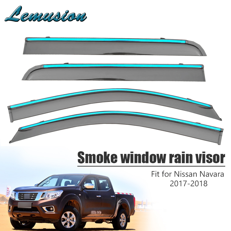 4pcs haute qualité fumée fenêtre pluie Visière pour Nissan Navara 2017 2018 voitures restyling ABS Vent Sun Déflecteurs Guard Accessoires