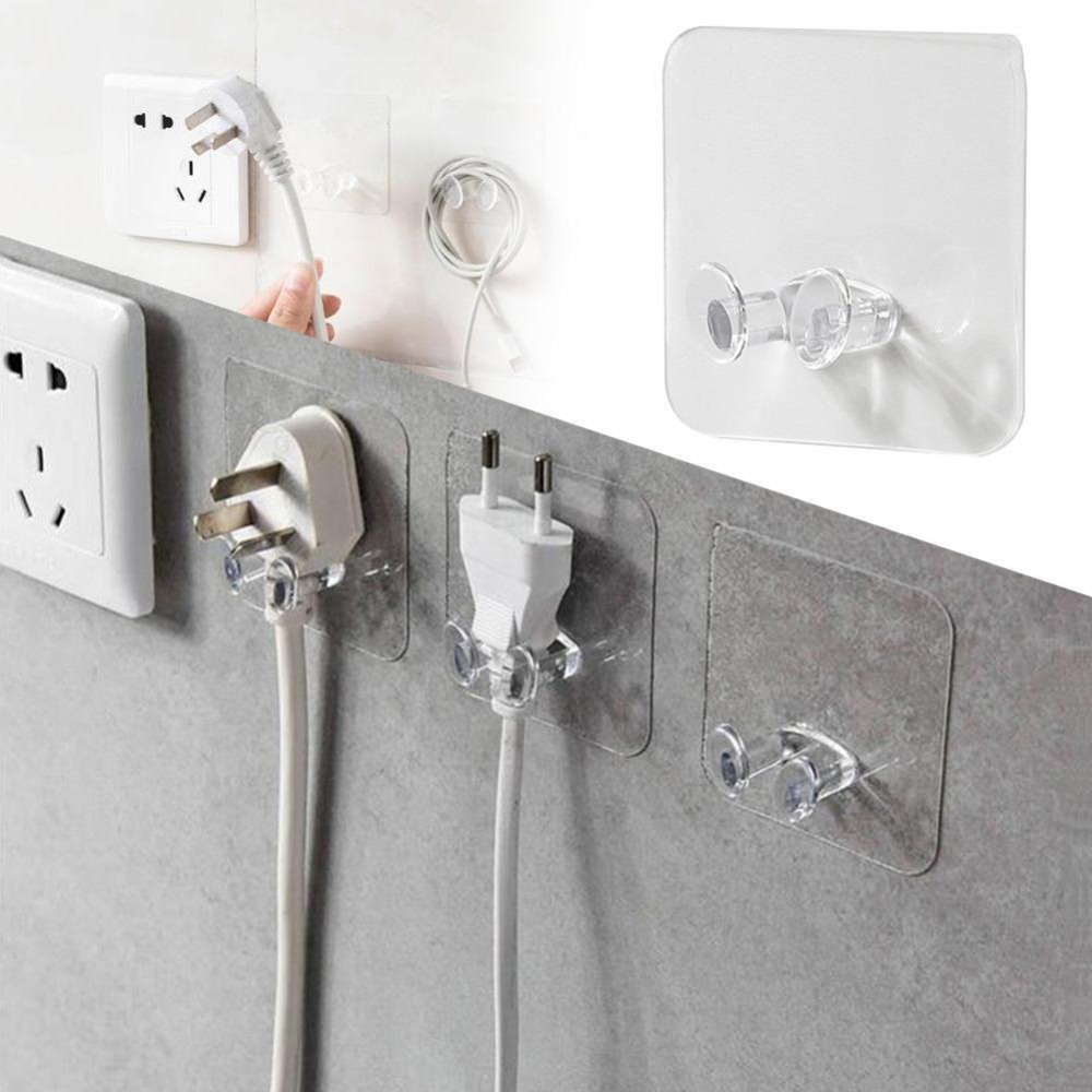

5pcs Wall Storage Hook Power Plug Socket Holder Wall Adhesive Hanger Home Office Wholesale Price