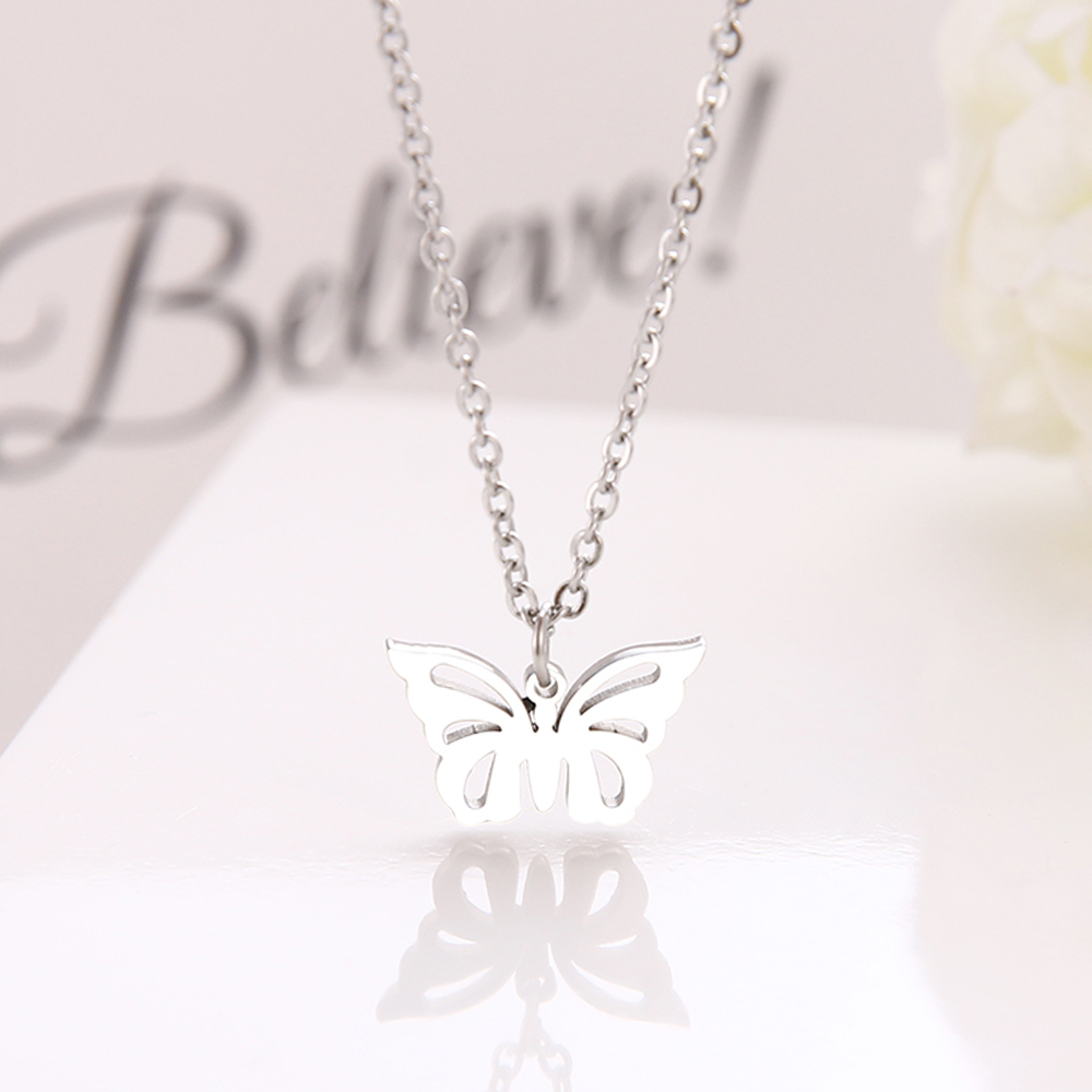 

Jewelry Gift Sumptuous Stainless Steel Necklace For Women Hollow Butterfly Choker Chain Pendant Gold Necklaces Engagement Jewelry Wedding