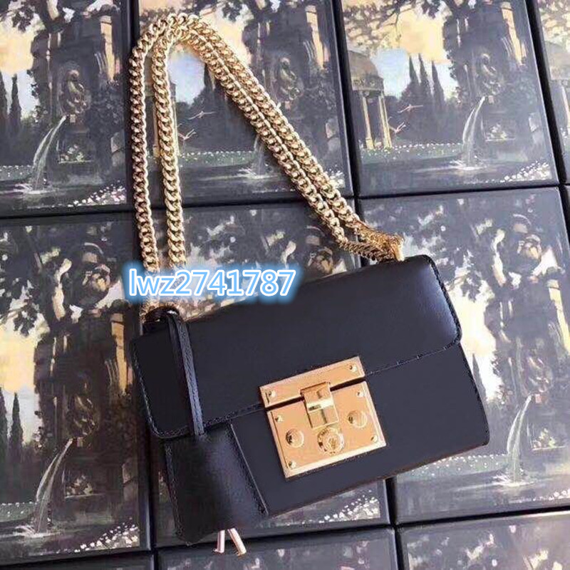 

Classic hot sale bag high quality Real Leather Shoulder Bag Women Clutch Bag Purse with box, Black