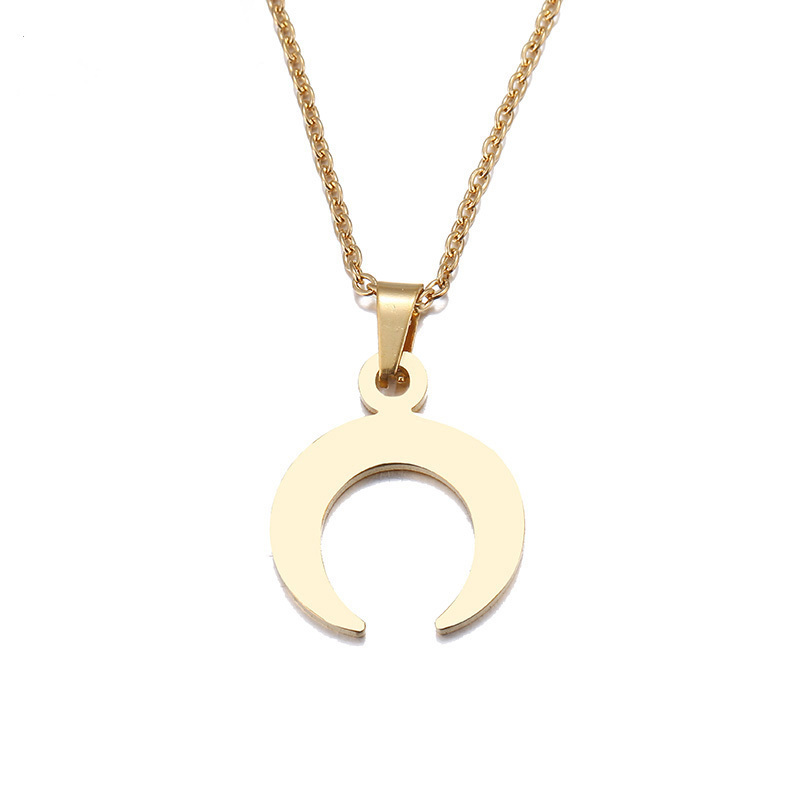 

Hot Sale Stainless Steel Necklace Hot Sale Delicate Kolye Pendant Curved Crescent Moon Necklace Gold Color Women Necklace Jewelry Gift