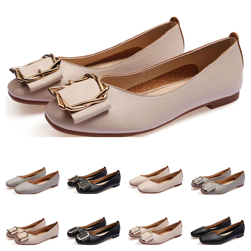 

Cheap New ladies flat shoe lager size 33-43 womens girl leather Nude black grey New arrivel Working wedding Party Dress shoes six, #05