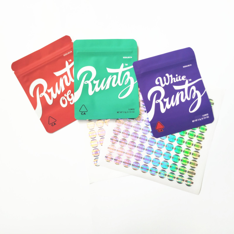 

Dustproof Runtz Zipper Bags White Pink White Runty Og Bags Smell Proof Bags freshness Childproof for Dry Herb Flower Retail Package