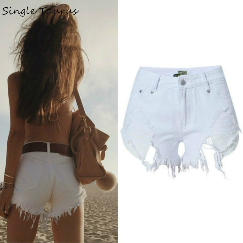 

Summer Casual White Jeans Shorts Women High Waist Fashion Streetwear Irregular Tassel Denim Short Cute Sexy Beach Womens Shorts