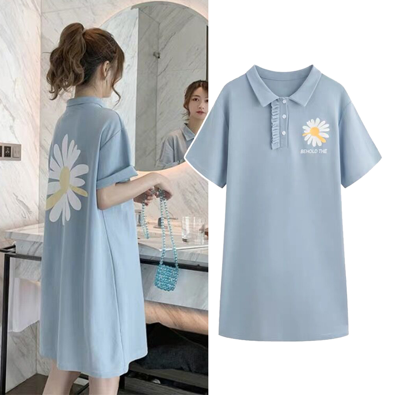 

9961# Maternity Clothes Summer Cotton Short Sleeve Plus Size T Shirt Loose Stylish Dress for Pregnant Women Mom Dress, Green
