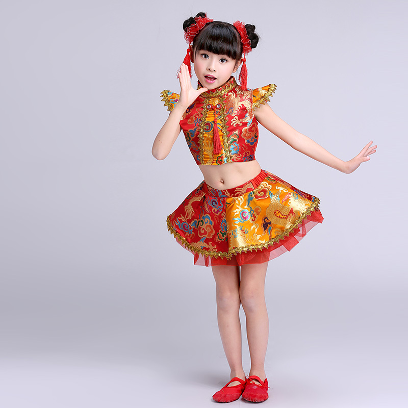 

New style children's martial arts clothing boys and girls Chinese style drums clothing opening dance show performance
