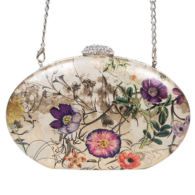 

2020 new women's dinner bag explosion models flower evening bag round evening with hand-held ladies banquet dress, Sky blue