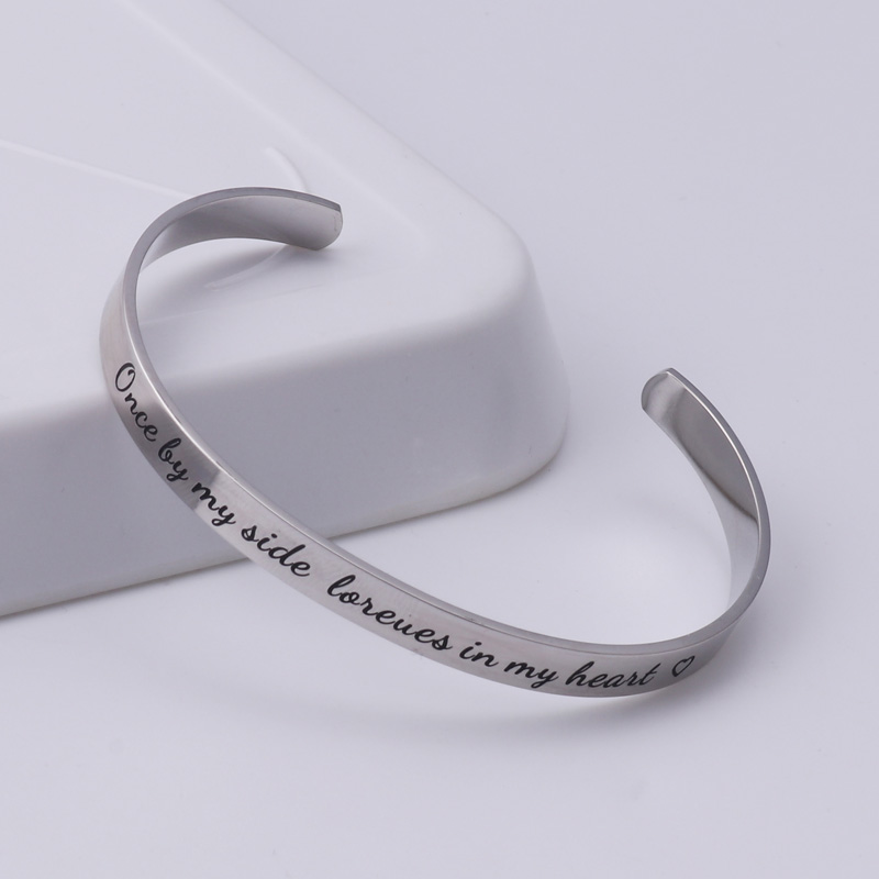 

Bangle 6mm C-shaped Adjustable Stainless Steel Lettering Bracelets For Women Girls Birthday Valentines Day Present J55