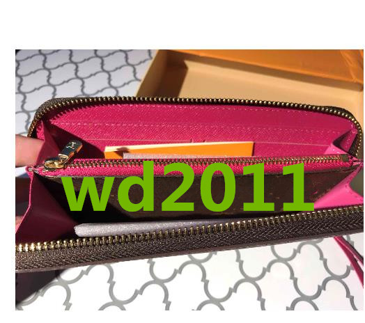 

2019 Top quality classic designer wallet fashion long purse money bag zipper pouch coin pocket note designer clutch, 1brown flower