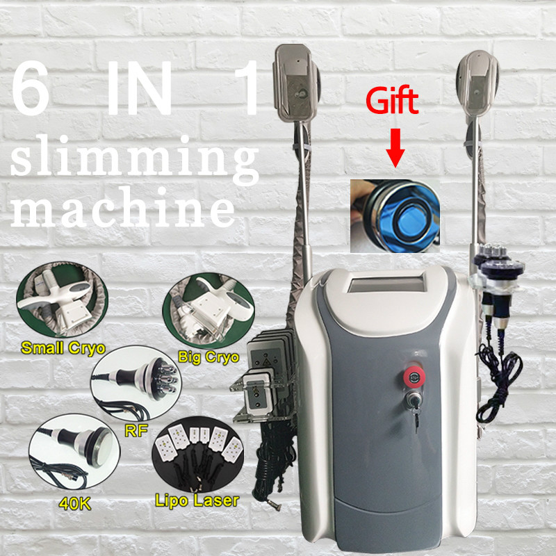 

6 in 1 ultrasonic cavitation RF Laser skin tighteninng fat freeze machine liposuction machine two cryolipolysis handles Slimming Machine