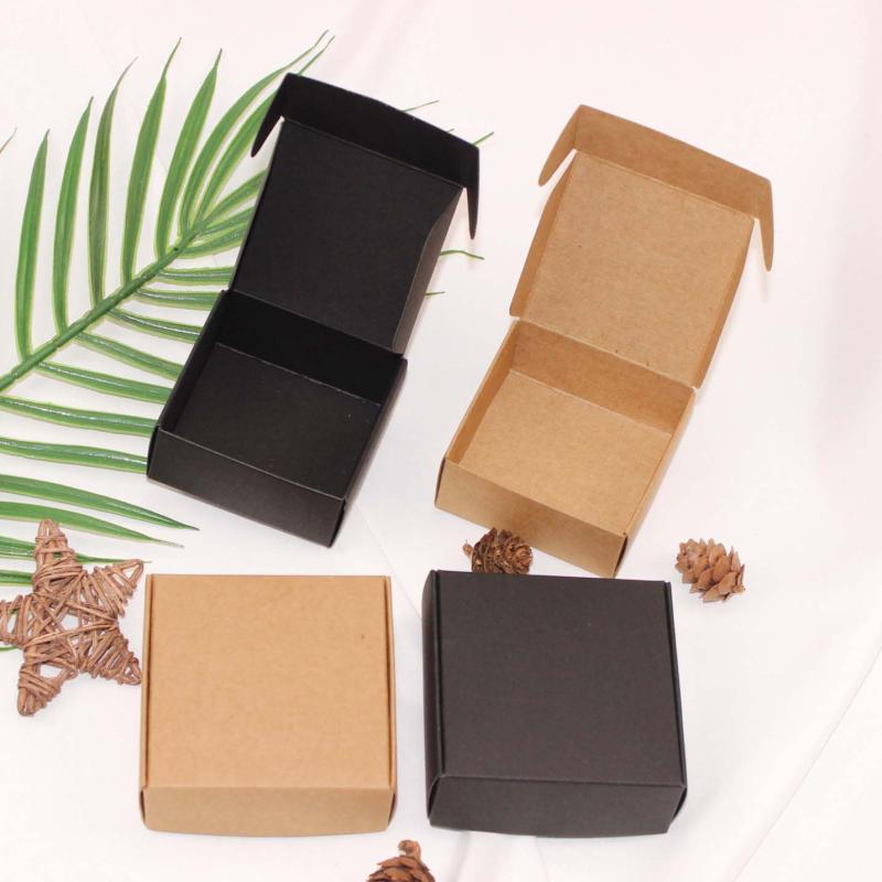 

50/100pcs Black Paper Box DIY Handmade soap Jewelry Pendants Gift Packaging Box Black White Kraft Optional