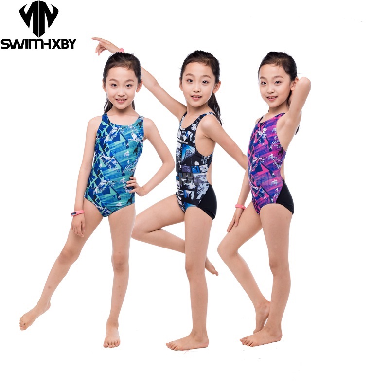 

HXBY Racing Training Kids Swimwear For Girls Bathing Suits Children One Piece Swimsuit Girls Swim Wear Swimsuits Swimming Suit