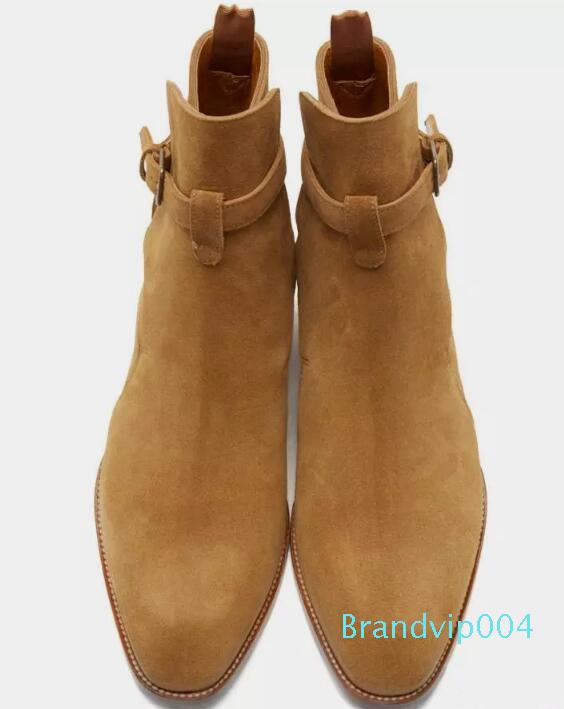 Vente-2019 Hot Men Qualité SLP Wyatt 30 Jodhpur Bottes en daim Cigar cheville Bracelet en métal Boucle Chaussures Bottes