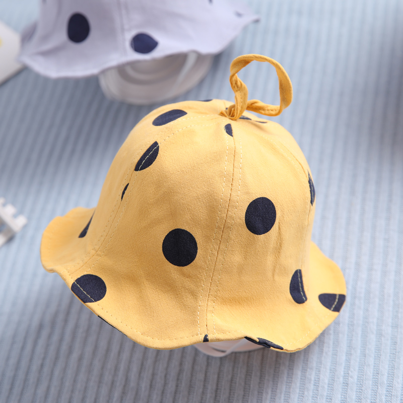 

Baby hat girl fisherman hat polka dot spring and autumn sun girl, Blue