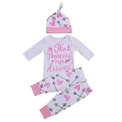 

4PCS Newborn Infant Confortable Soft Baby Girls Clothes Playsuit Pants Bodysuit Outfit Set, As pic