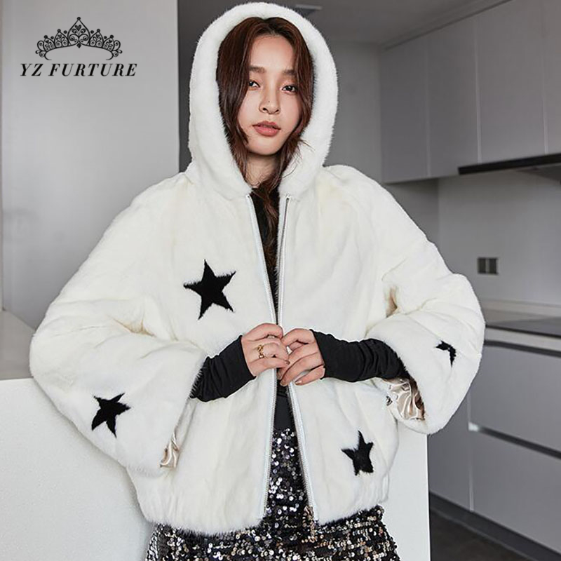 

High quality Real Natural Coat Hood Whole Skin Women Winter Short Coat Fur Jacket Custom size, Mkw-303