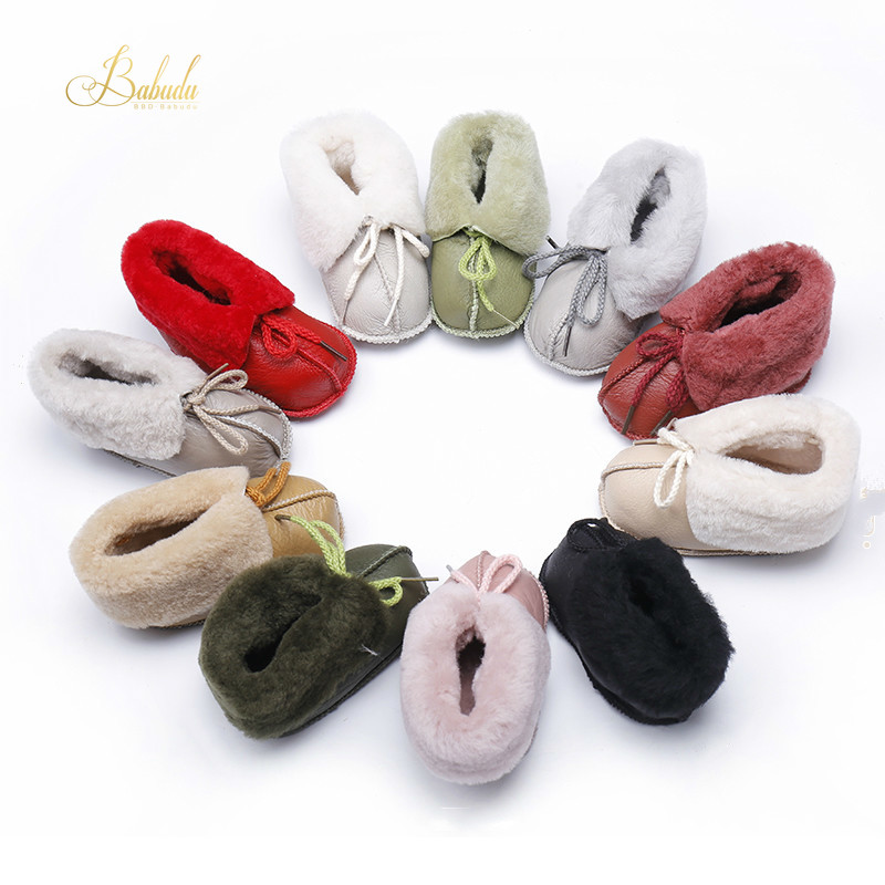 

BBD Winter Toddler Shoes Best Selling Boy Girl Baby Velvet Soft Bottom Fashion Leather and Fur In One Cotton-Padded Shoes New, A6-as picture