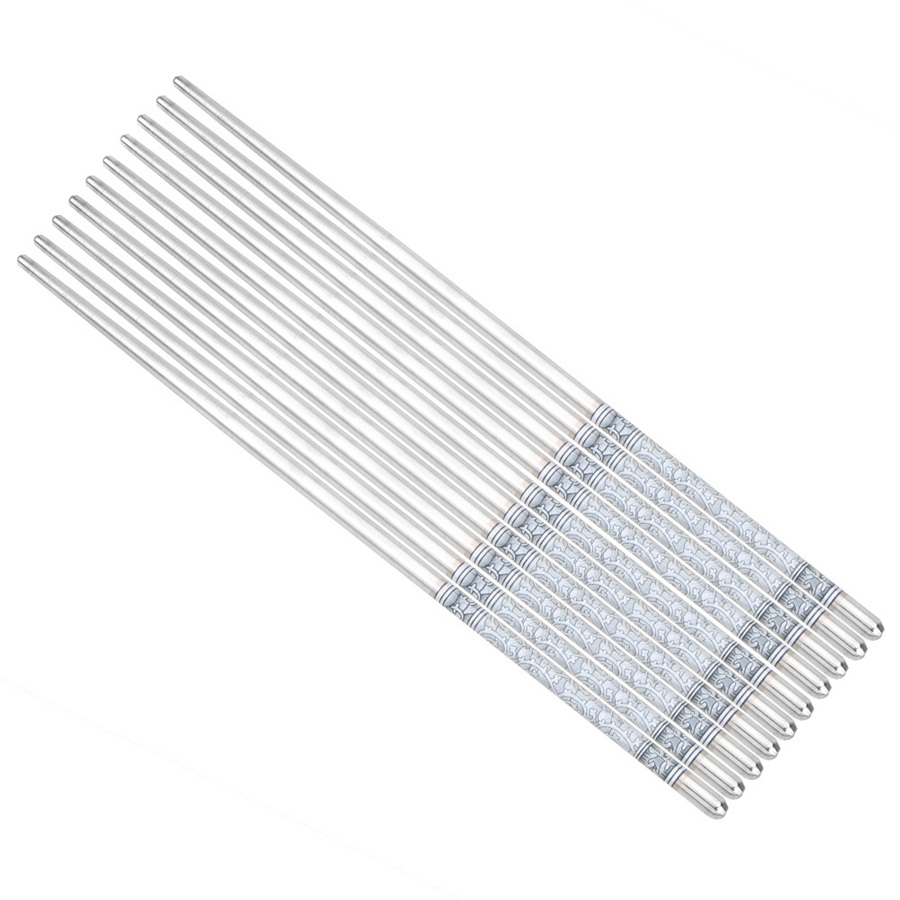 Baguettes Luxe Acier Inoxydable Carre Chopsticks 1 Paire Or Costume Argent Vaisselle Ebony Maison Forumsec Org