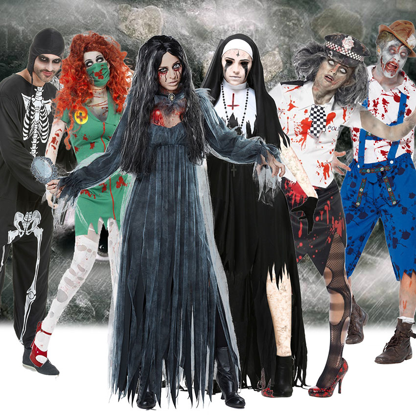 K9 Zombie Nurse Fancy Dress Horror Bloody Scary Halloween Party Costume Outfit