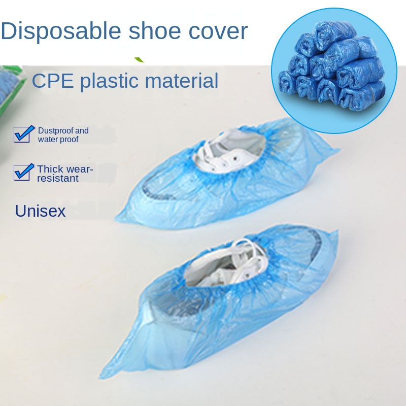 

Thickened Disposable Shoe Cover Waterproof Foot Cover Indoor Waterproof Rainy Day Foot, Blue thick 100 p