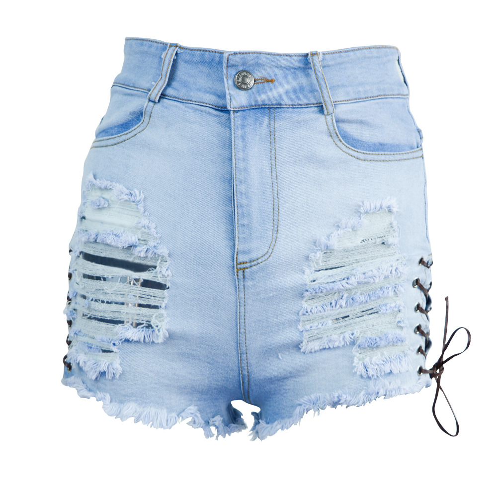 

New Hot Sexy High Waist Bodycon Denim Ripped Hole Short Jeans Mini Club DJ Dance Shorts Button Plus Size, Mint