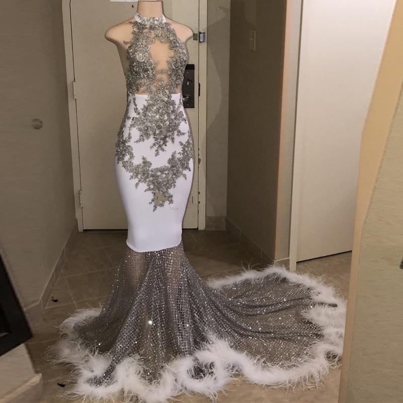 cocktail dress with feathers at bottom