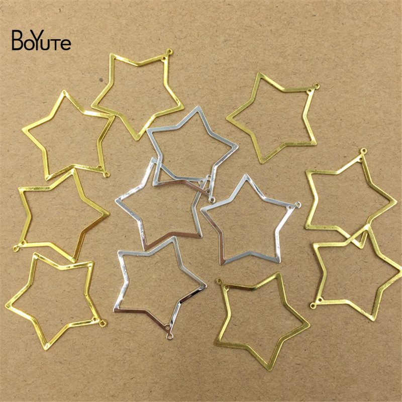 

BoYuTe (100 Pieces/Lot) 29MM Star Charms Pendant Wholesale DIY Handmade Fililgree Metal Brass Jewelry Materials
