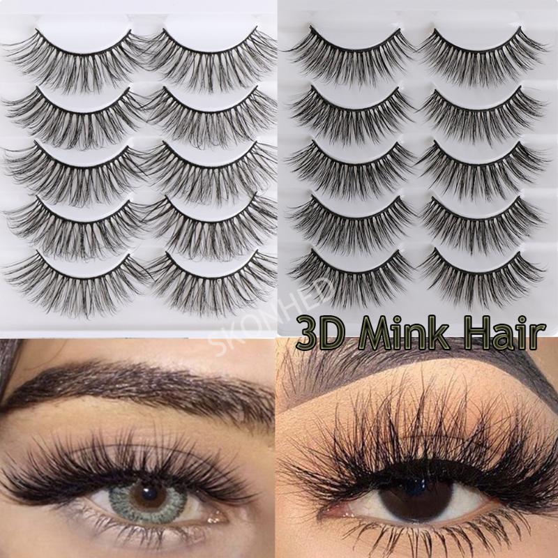 

5 Pairs Soft 3D Mink Hair False Eyelashes Wispy Multilayers Cross Long Lashes Handmade Reusable Cruelty-free Lash