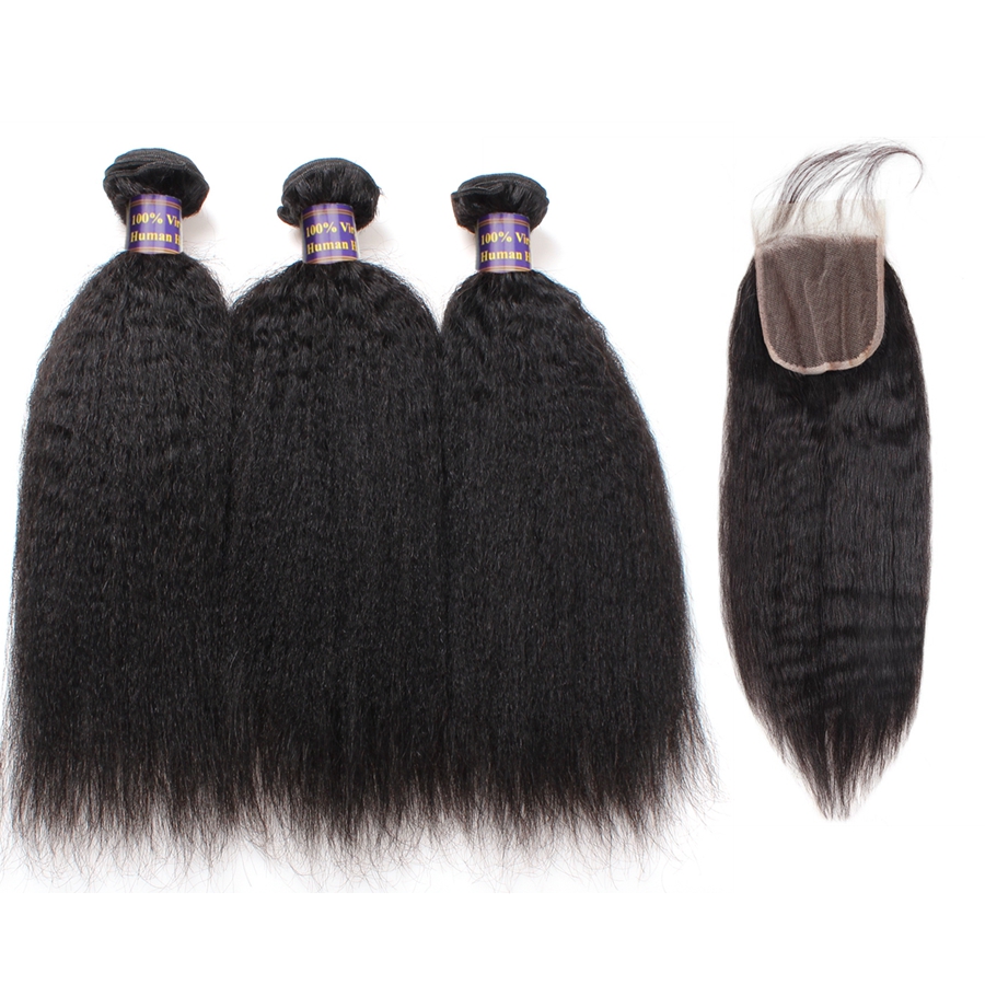 

Yaki Straight Malaysian Human Hair Bundles With Closure Brazilian Water Wave Peruvian Hair Deep Loose Wave Indian Hair Extensions Body Wave, Kinky curly