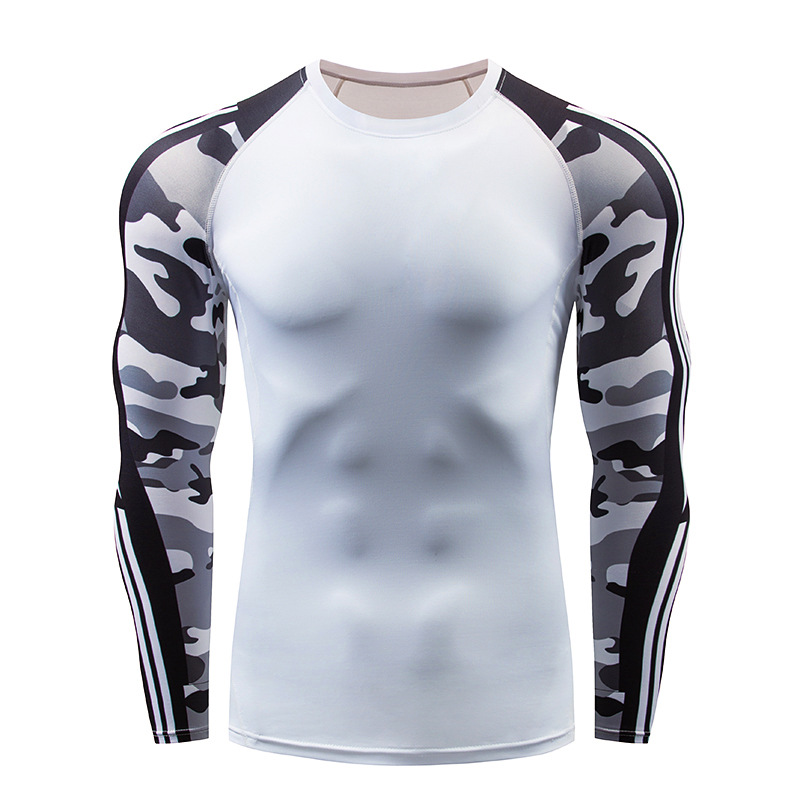

Men's Quick-Dry Tights Long-Sleeved Basketball Running T-Shirt Sports Ultra-Stretch Training Fitness Healthy Beauty Top T-shirt, 01