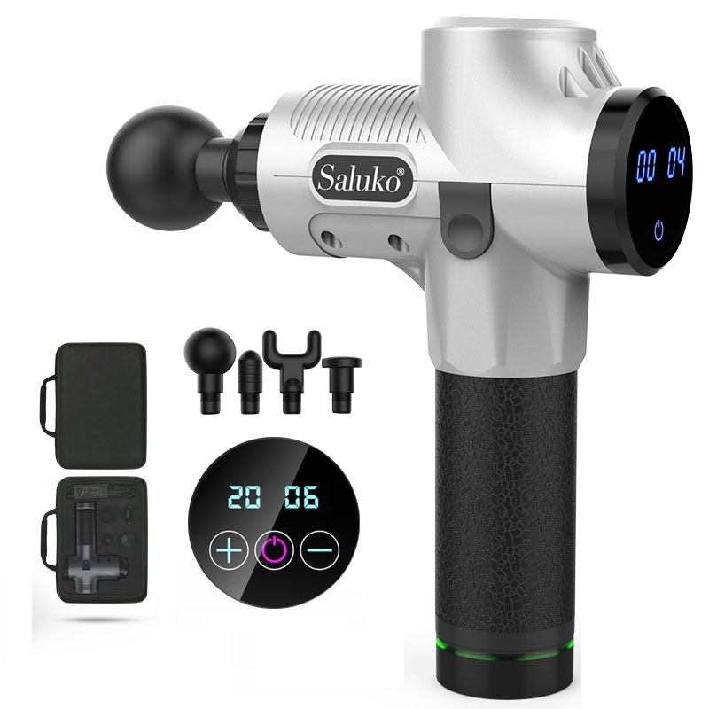 

LED Massage Gun 31 Speed Percussion Vibration Muscle Body Relaxing Exercising Therapy W/ 4 Tips Slimming Pain Relief Massage