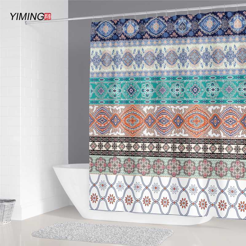 

Various geometric printing bathroom shower curtains mildew proof waterproof polyester curtains with hook 200*180cm