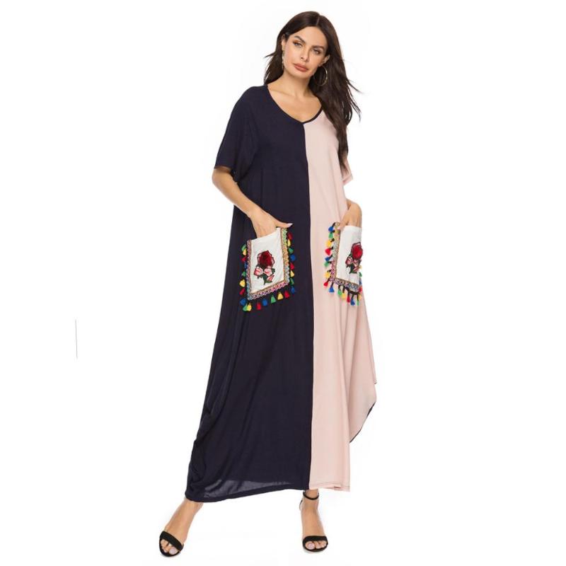 

Ramadan Abaya Dubai Islamic Clothing Women Dress 2020 Summer Ethnic Maxi Dress Pockets Ropa Kaftan Gowns Musulman Ensemble Robe